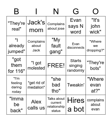 Fortnite Bingo Card