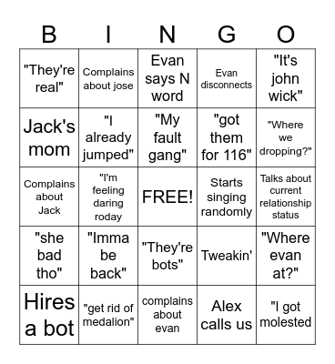 Fortnite Bingo Card