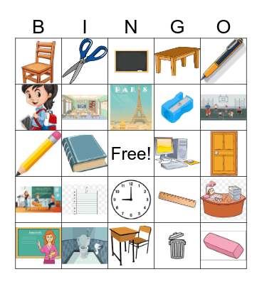 Dans l'ecole Bingo Card