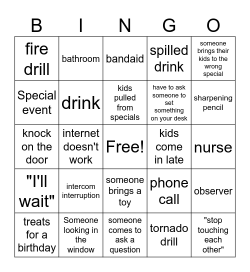 Coffee Bingo Card