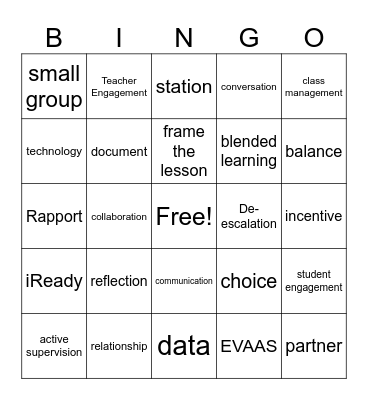 Professional Development BINGO Card