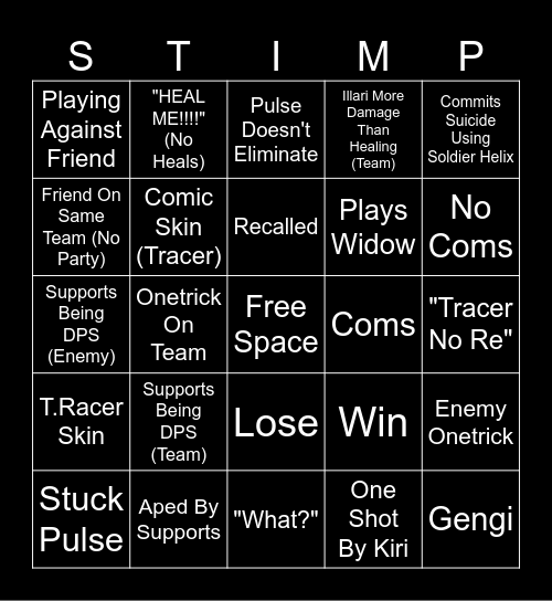 Stimp Overwatch 2 Blonko Bingo Card