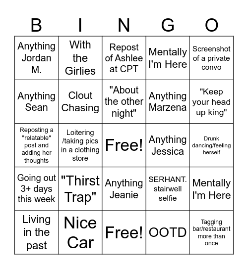 Keeping up with Ashlee Bingo Card