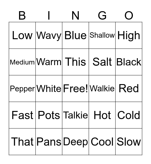 Bridal Shower Bingo Card