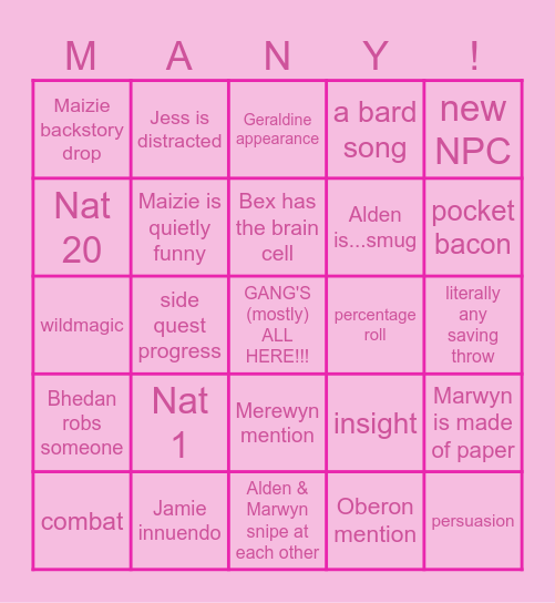 MEGA SESSION Bingo Card