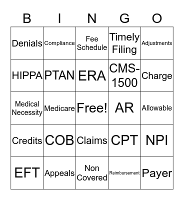 Medical Billing  Bingo Card