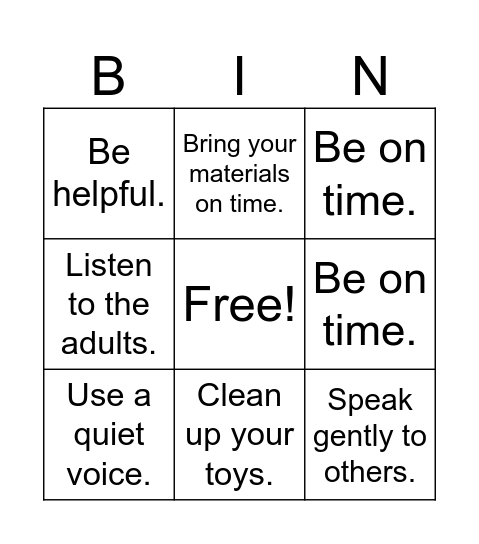 Untitled Bingo Card