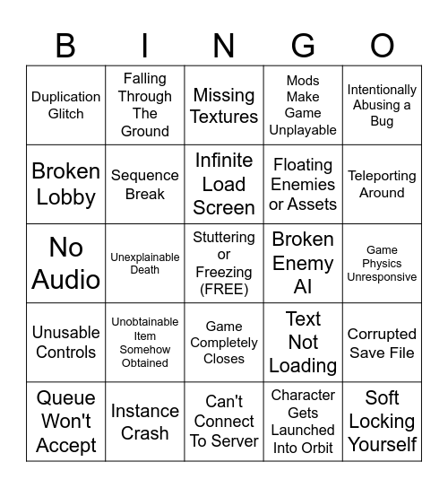 Bellorp Game-Breaking Bingo Card