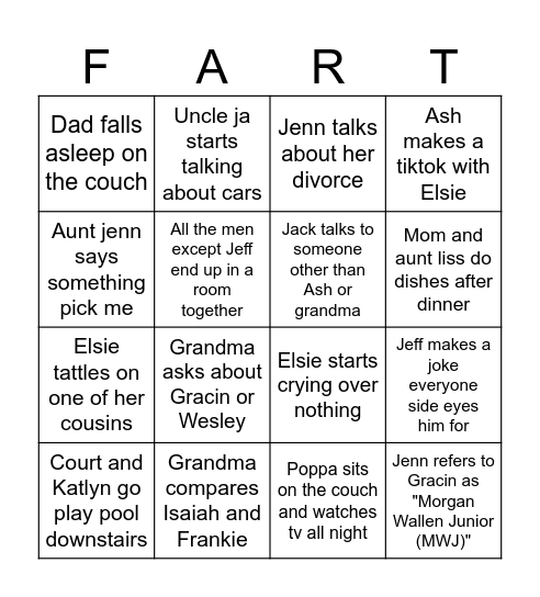 Family bingo! Bingo Card
