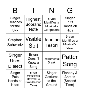 KCACTF Region II Cabaret Bingo Card