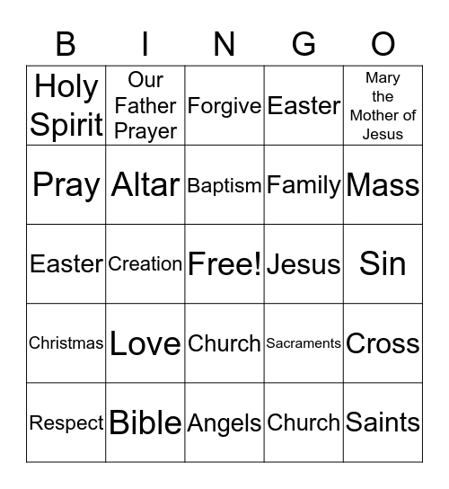 St. Bartholomew Bingo Card