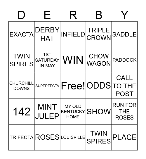 KENTUCKY DERBY Bingo Card