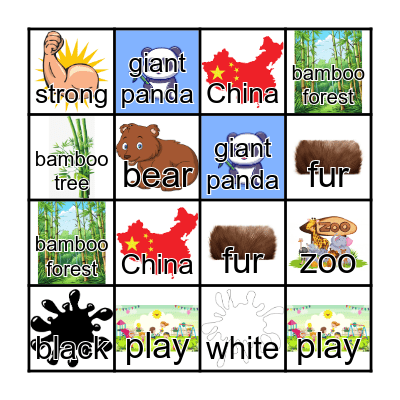 China Vocabulary Bingo Card