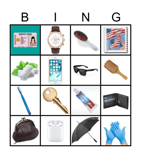 Personal Objects Bingo Card