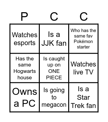 Find someone who… Bingo Card