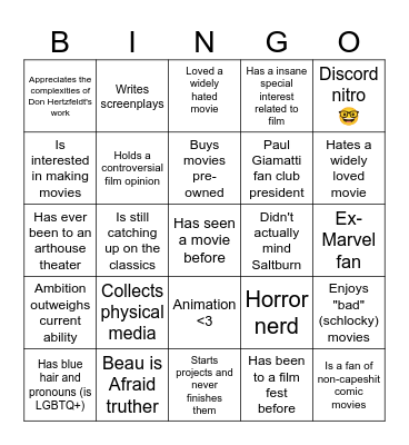 ftrtrjn bingo Card