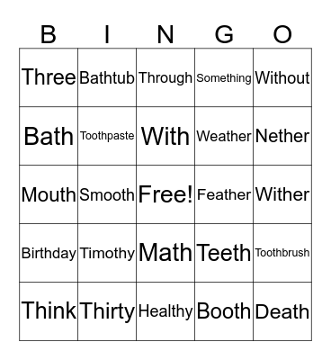 TH BINGO Card