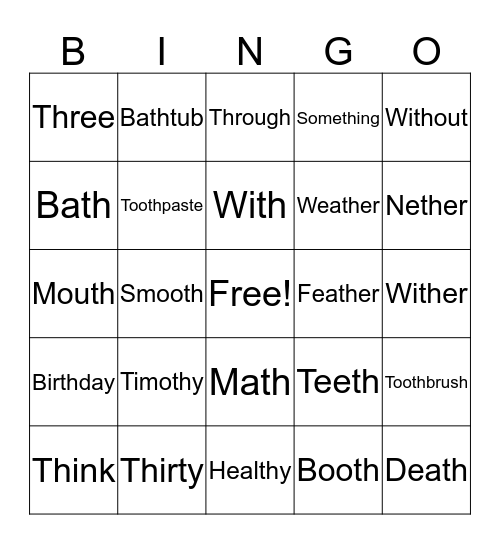 TH BINGO Card