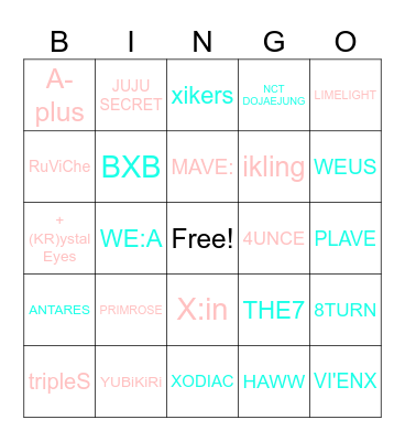 2023 KPOP GROUPS Bingo Card