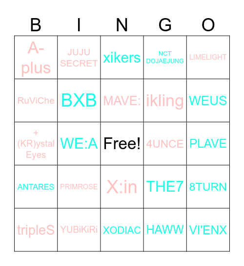 2023 KPOP GROUPS Bingo Card