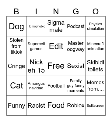 SHORT Bingo Card