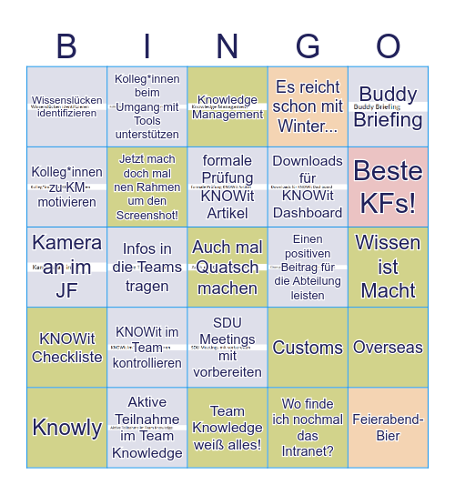 TEAM Bingo Card