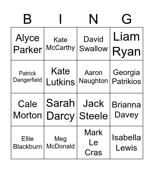 AFLKIDS BINGO Card