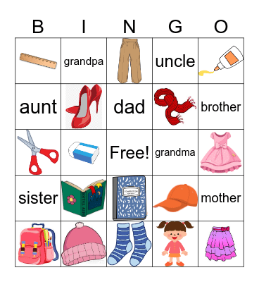 vocabulary Bingo Card