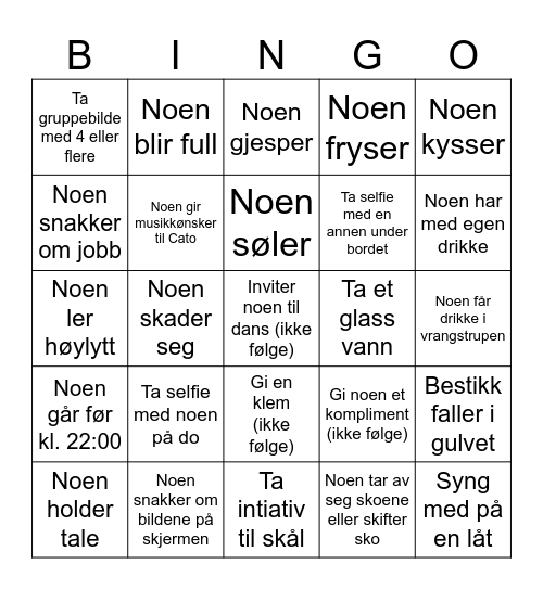 Julebord 2023 Bingo Card