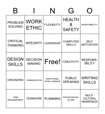 Skills BINGO Card