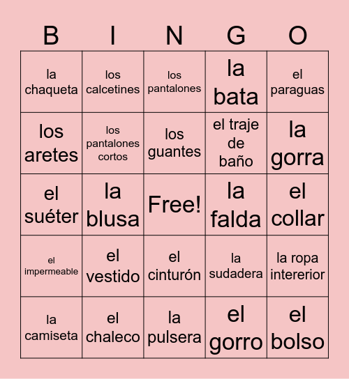 ¡Vamos de Compras! Bingo Card