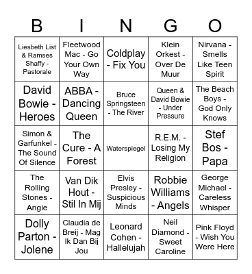 top 2000 Bingo Card