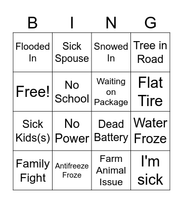 Why am I Not Here Bingo Card