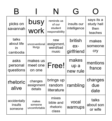 Untitled Bingo Card