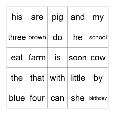 K Block 3 Bingo Card