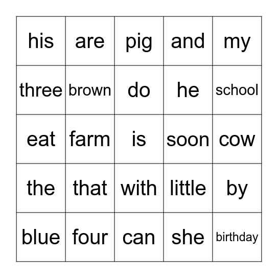 K Block 3 Bingo Card
