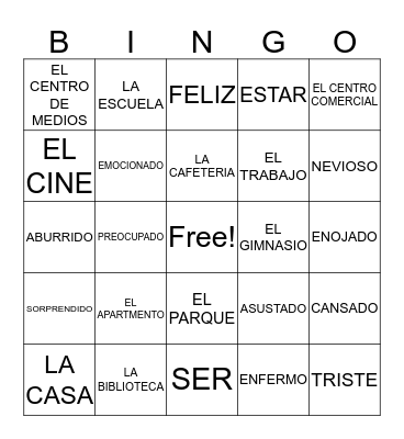 Spanish Bingo Card
