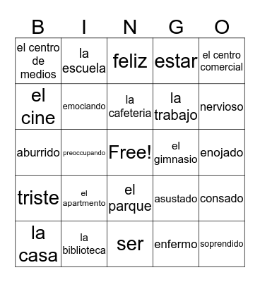 Spanish Bingo Card