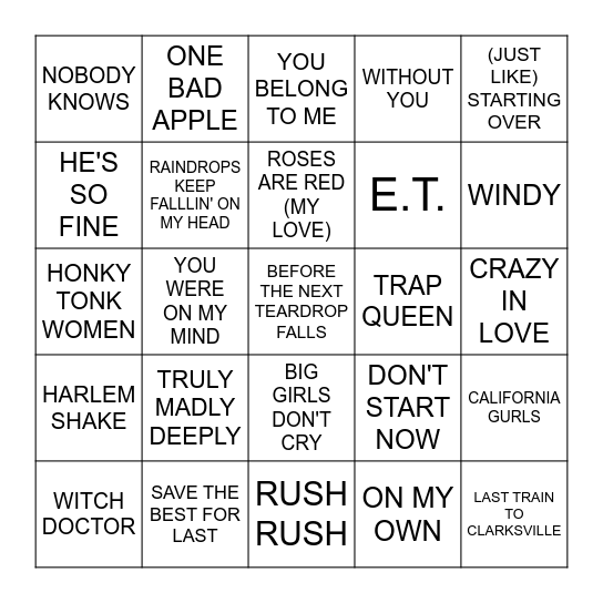 BILLBOARD #4S Bingo Card