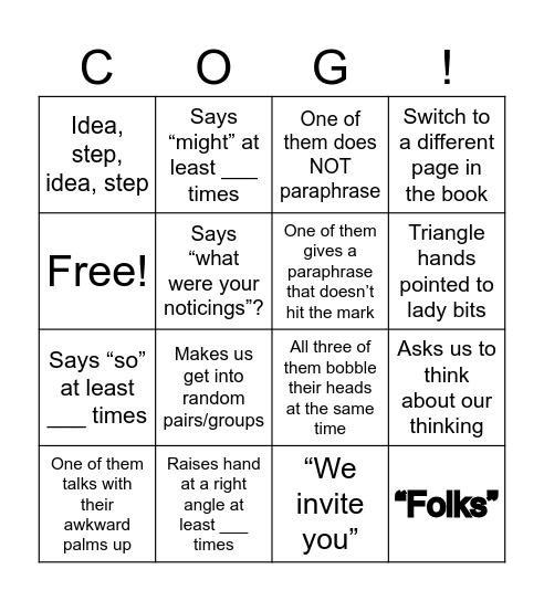 Cog Co Bingo Card