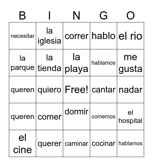 Unit 3.2 Bingo Card