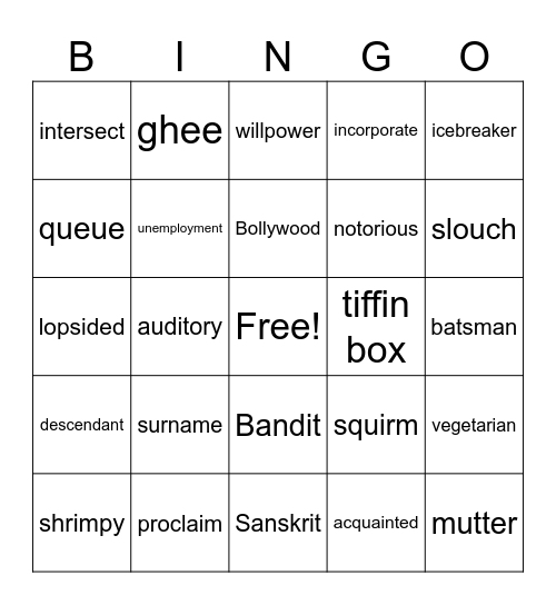 Save Me a Seat BINGO Card