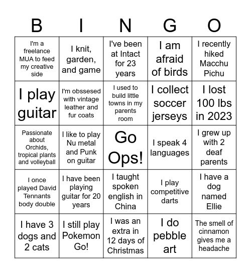 Ops Day Bingo! Bingo Card