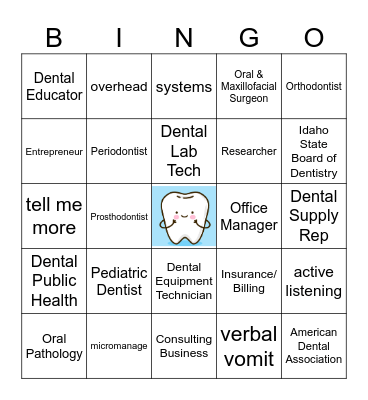Dental Profession BIngo Card