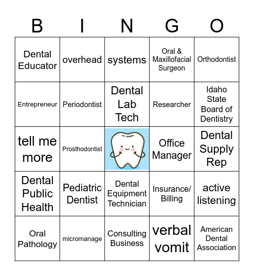 Dental Profession BIngo Card