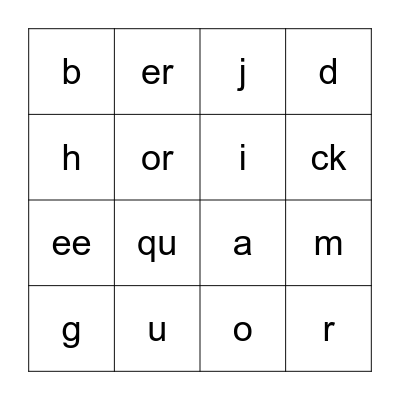 Jolly Phonics Bingo Card