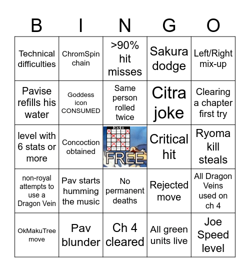 Youtube Plays Fire Emblem Fates: Chapter 4 Bingo Card