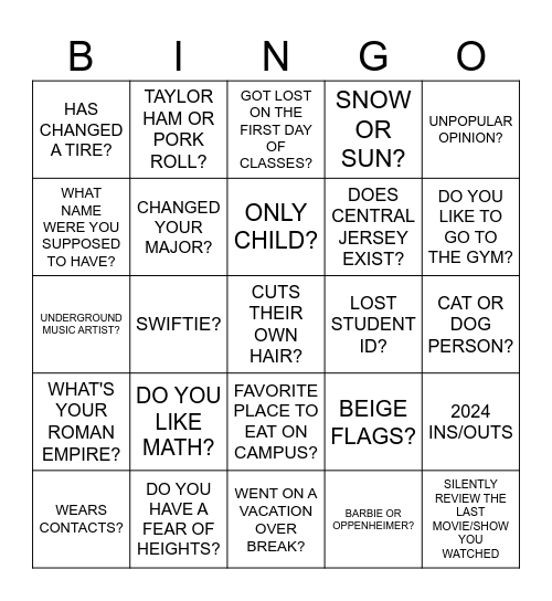 WELCOME BACK MINGLE BINGO Card