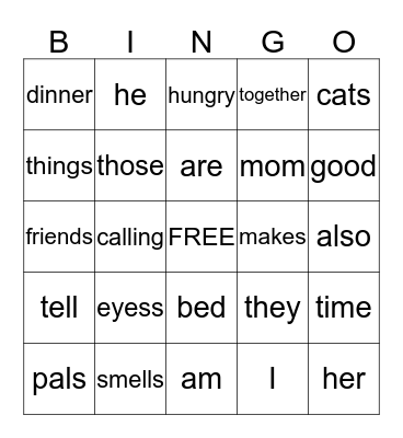 MY CATS Bingo Card