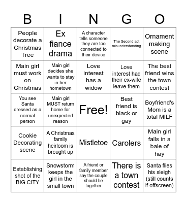 Hallmark Christmas Movie Bingo Card